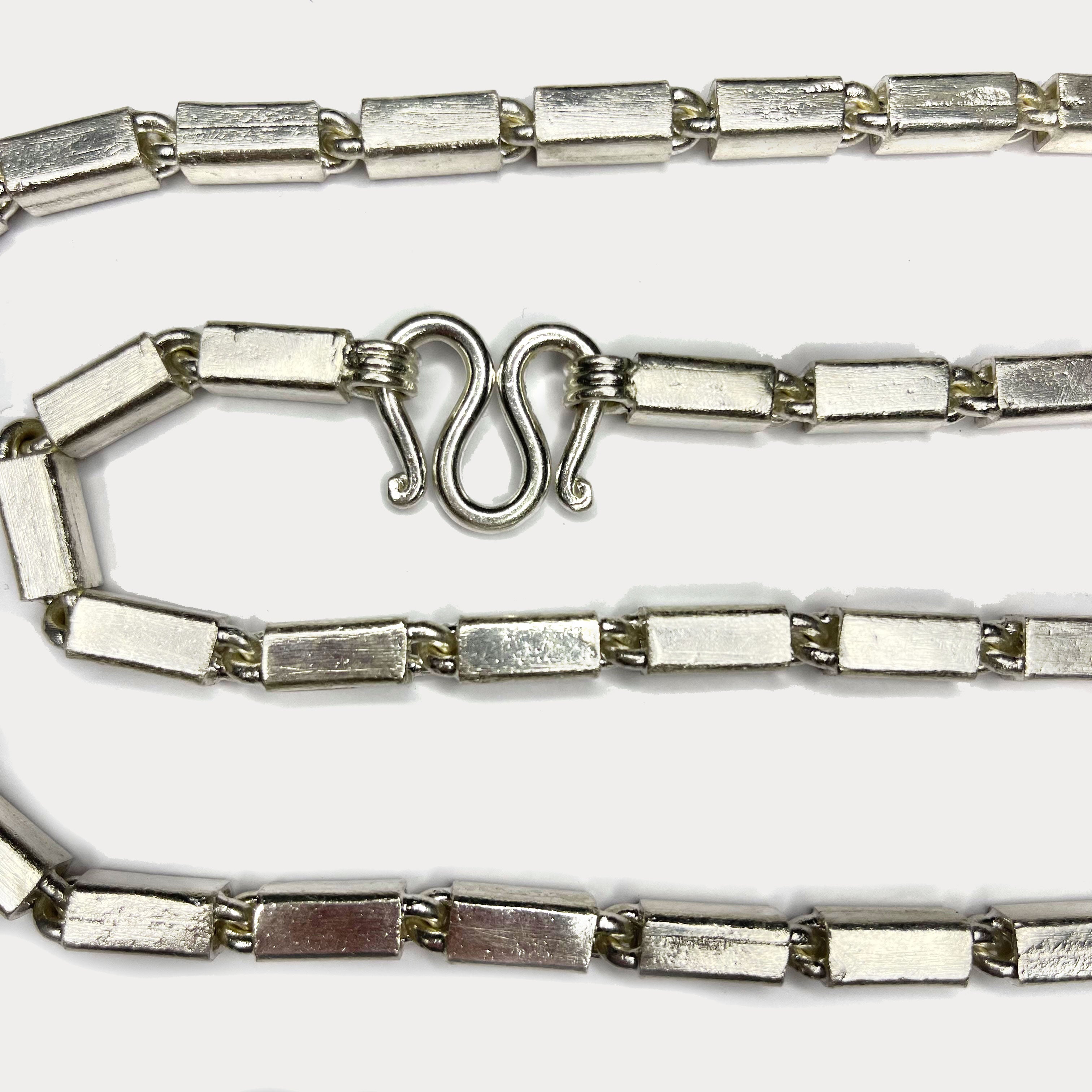 Square Baht Link 200g Necklace - Handmade 999 Pure Silver Chain