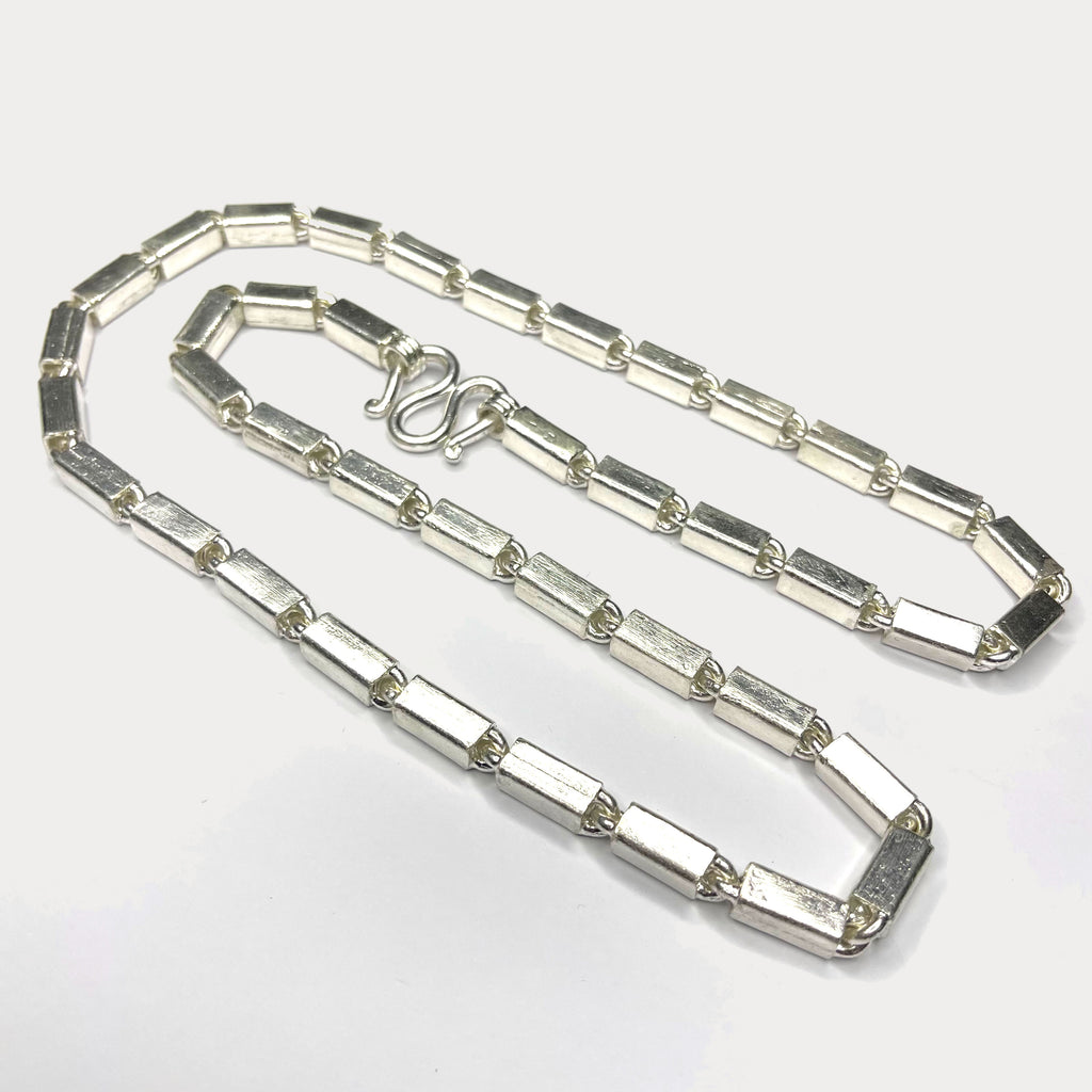 Square Baht Link 200g Necklace - Handmade 999 Pure Silver Chain