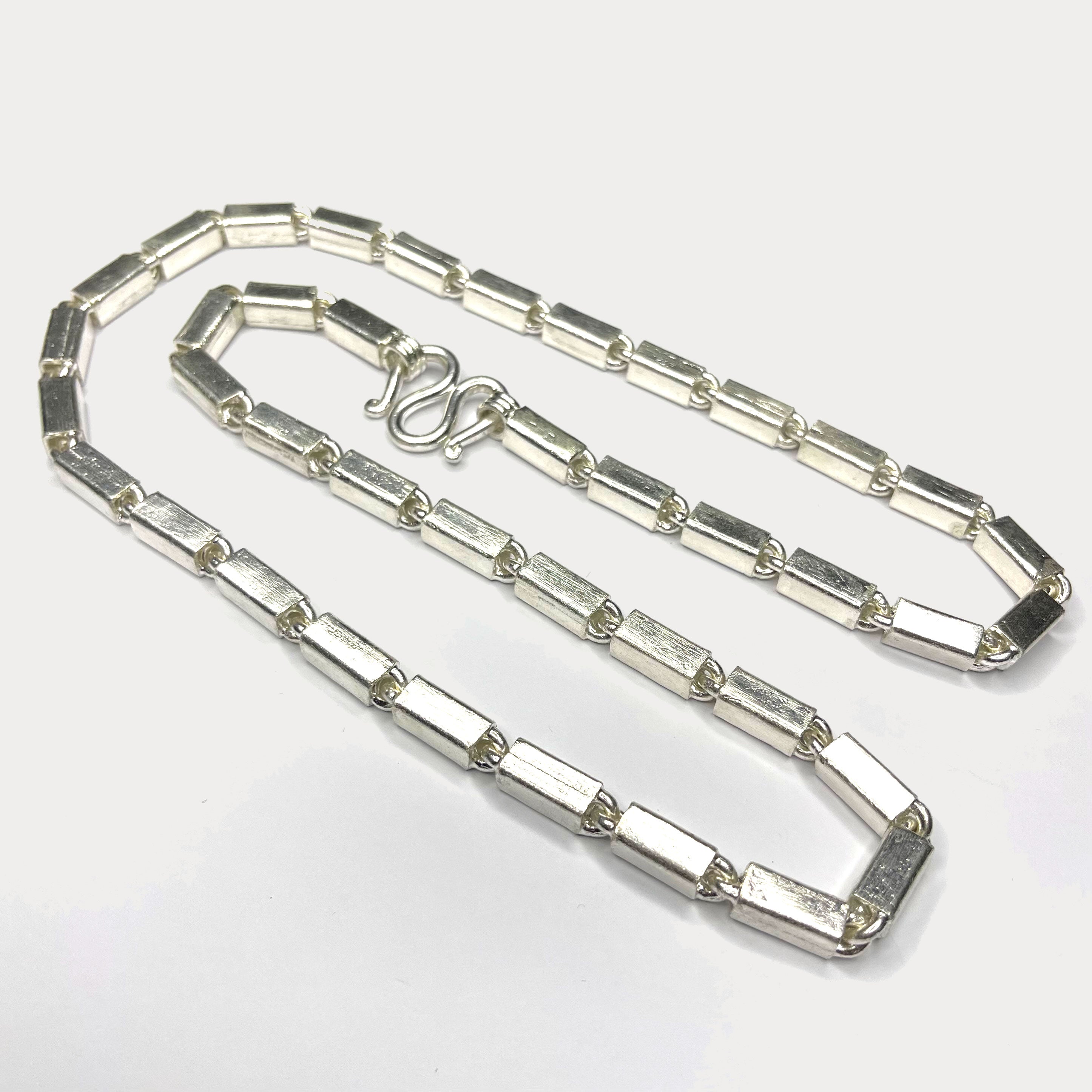 Square Baht Link 200g Necklace - Handmade 999 Pure Silver Chain