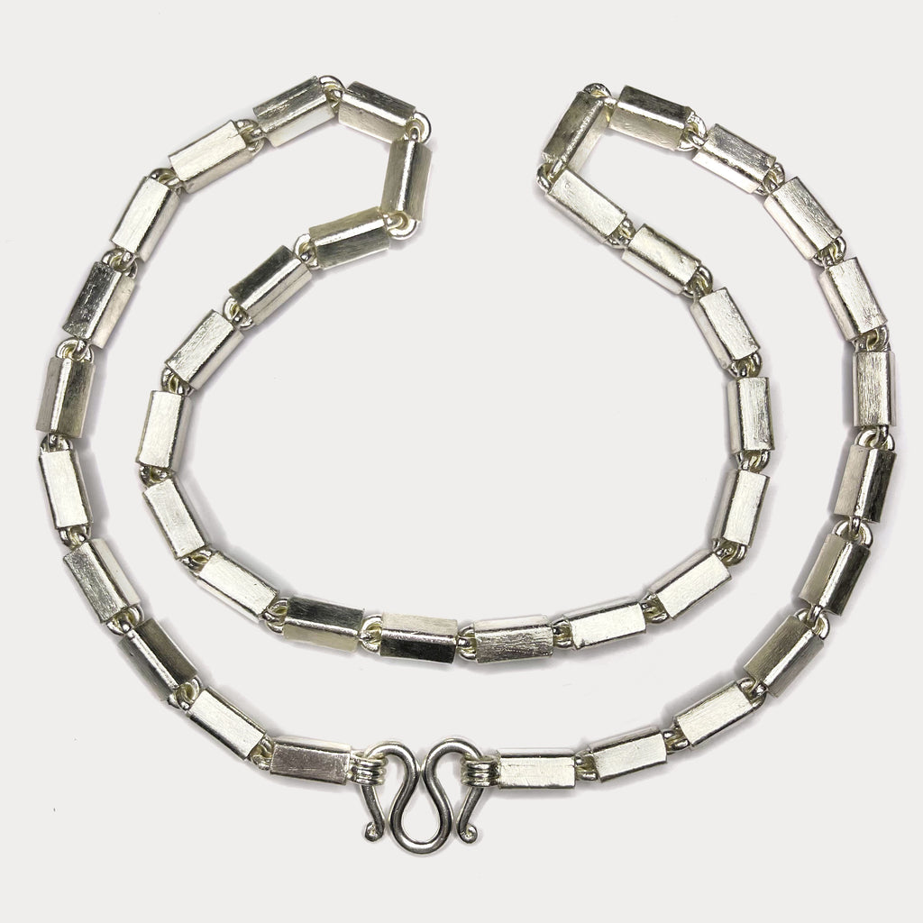Square Baht Link 200g Necklace - Handmade 999 Pure Silver Chain