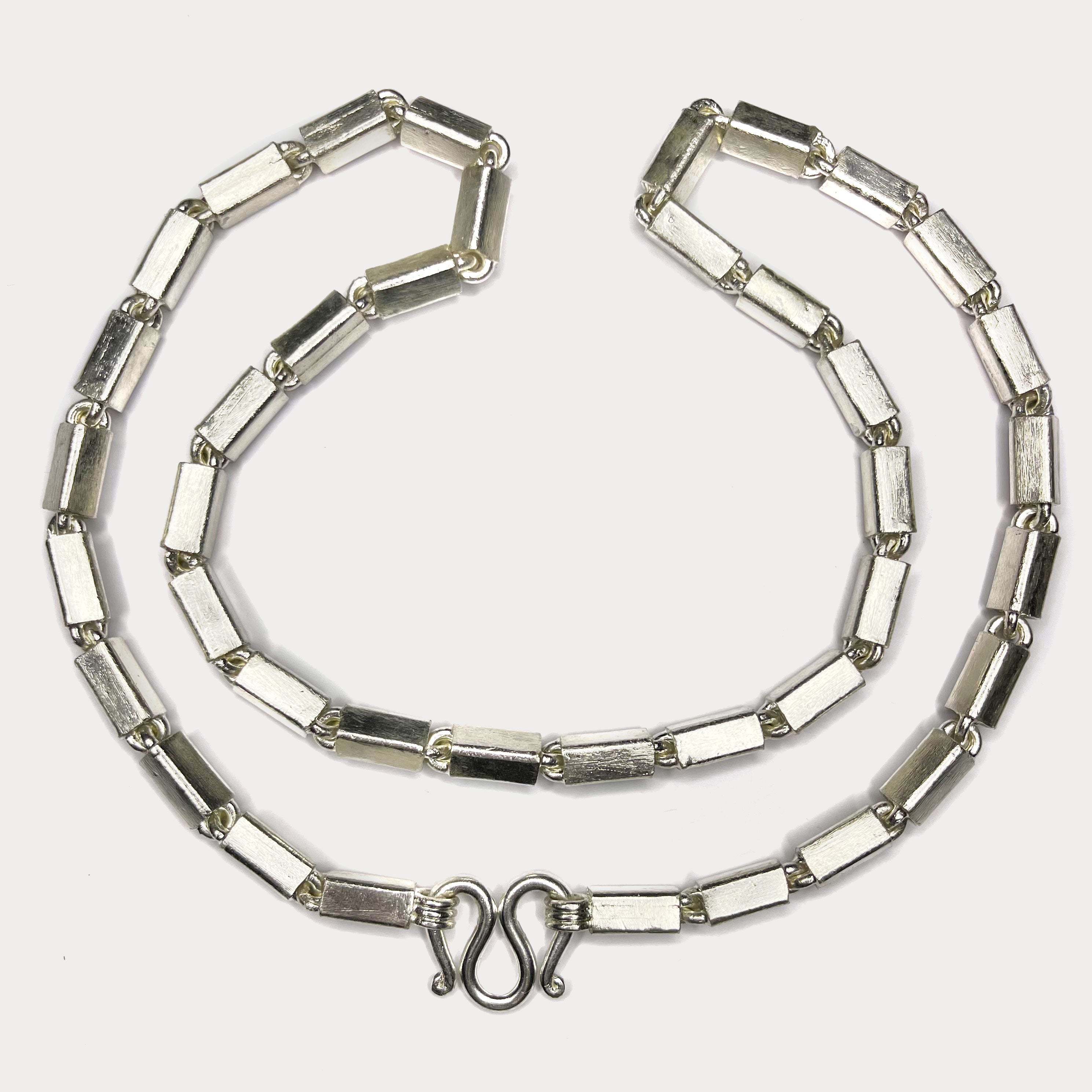 Square Baht Link 200g Necklace - Handmade 999 Pure Silver Chain