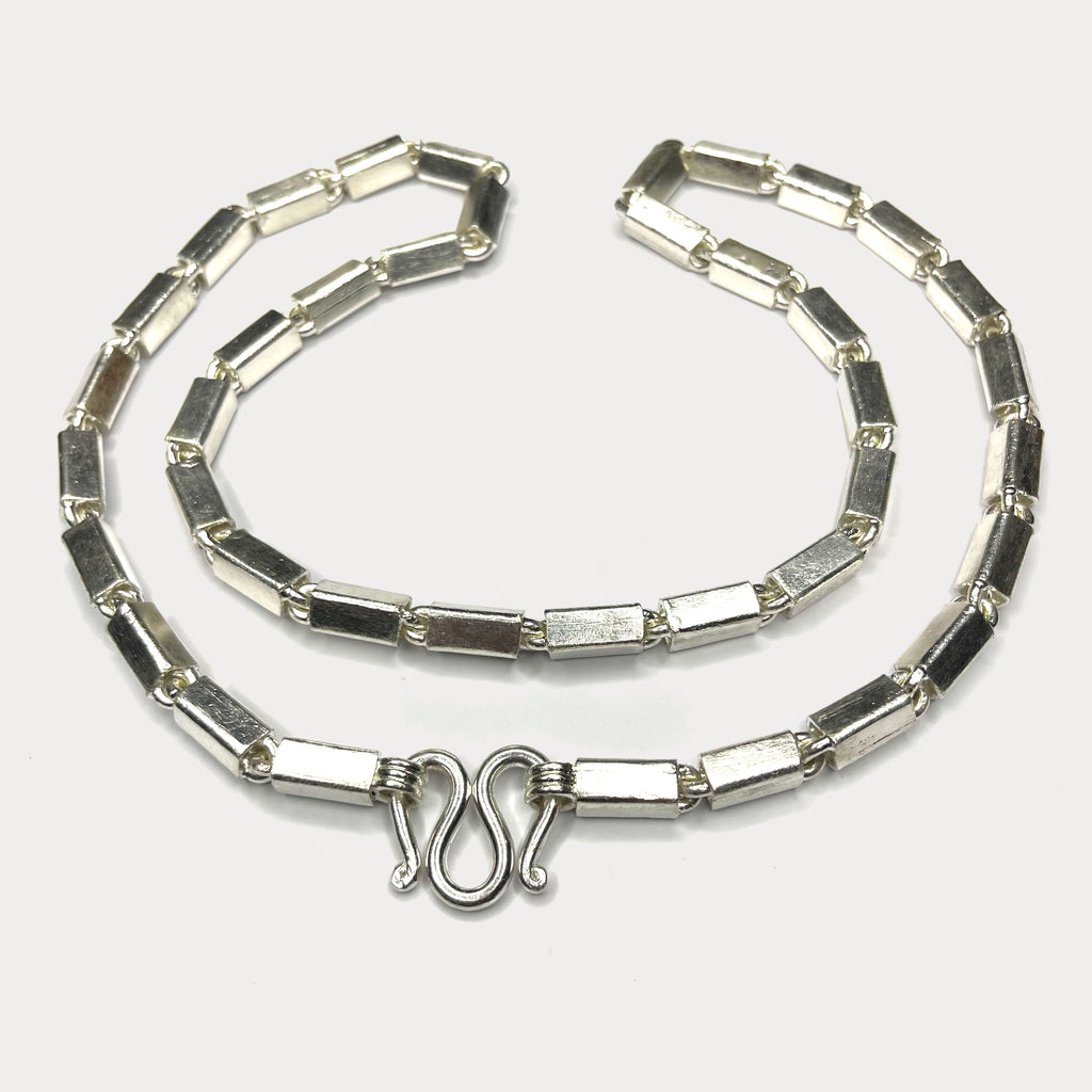 Square Baht Link 200g Necklace - Handmade 999 Pure Silver Chain