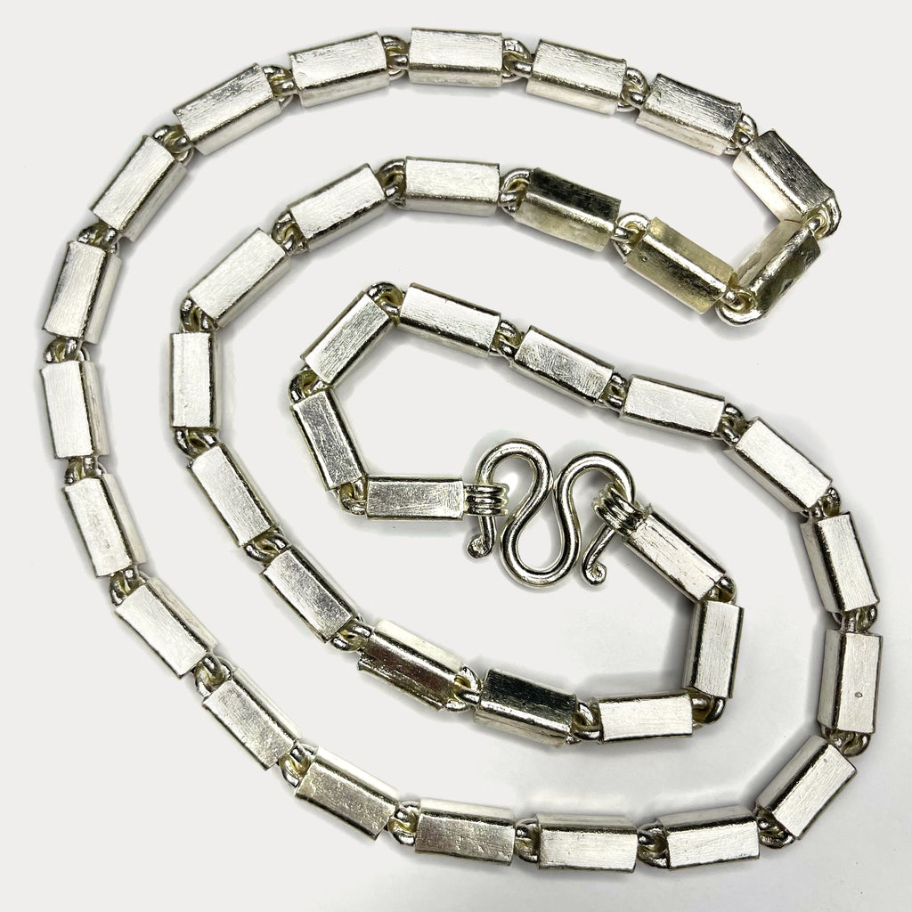 Square Baht Link 200g Necklace - Handmade 999 Pure Silver Chain