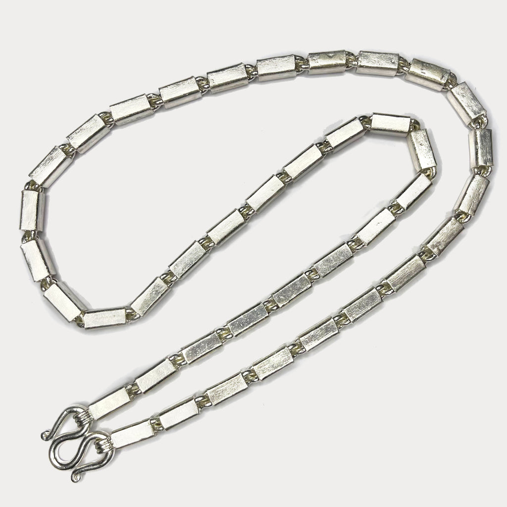 Square Baht Link 200g Necklace - Handmade 999 Pure Silver Chain