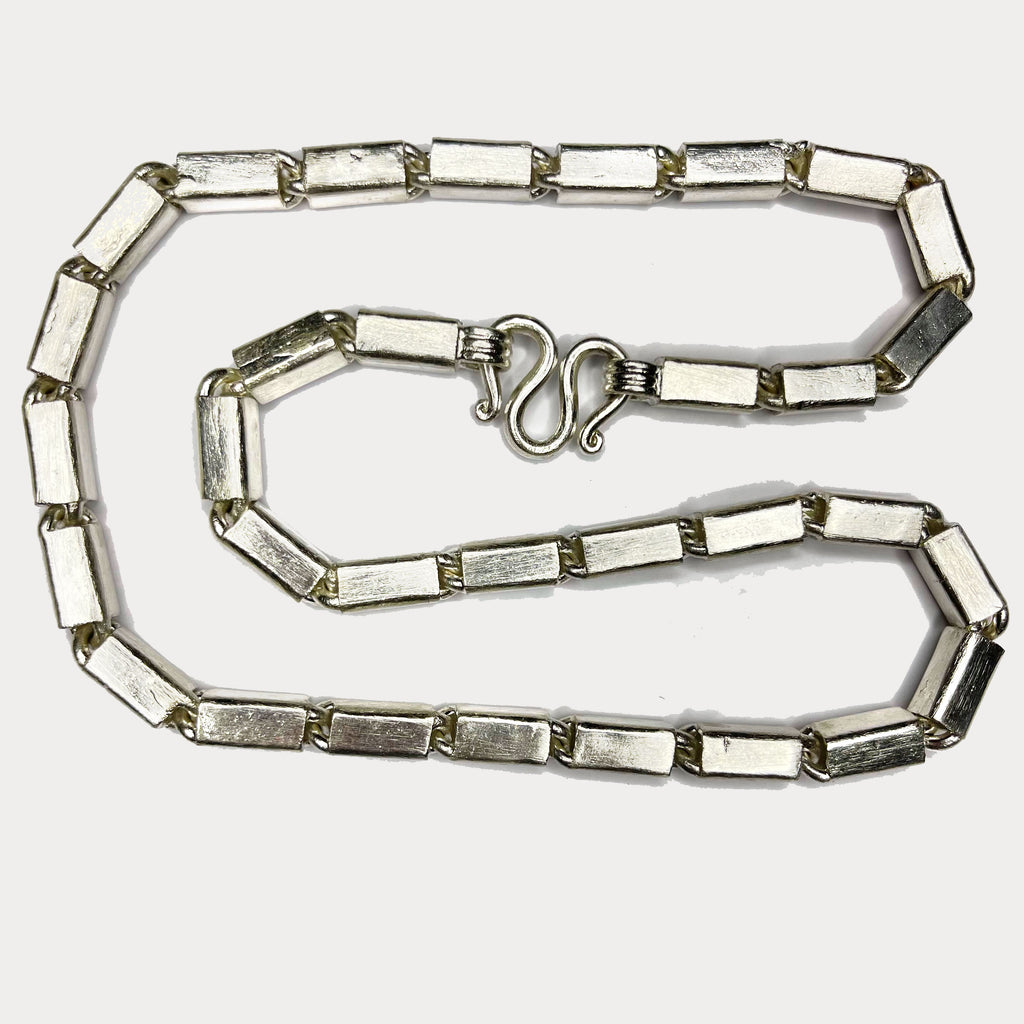 Square Baht Link 200g Necklace - Handmade 999 Pure Silver Chain