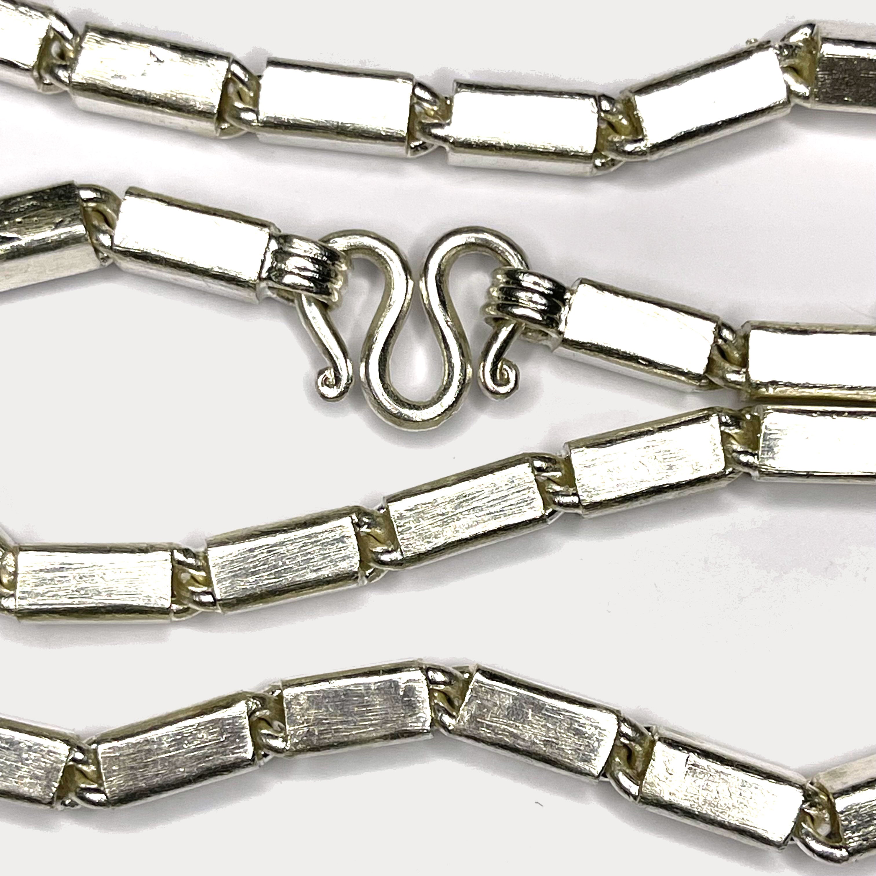 Square Baht Link 200g Necklace - Handmade 999 Pure Silver Chain