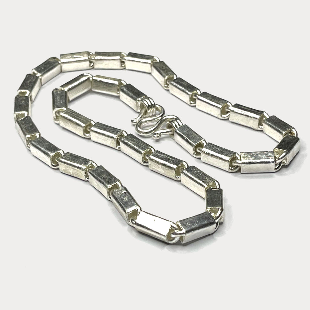 Square Baht Link 200g Necklace - Handmade 999 Pure Silver Chain