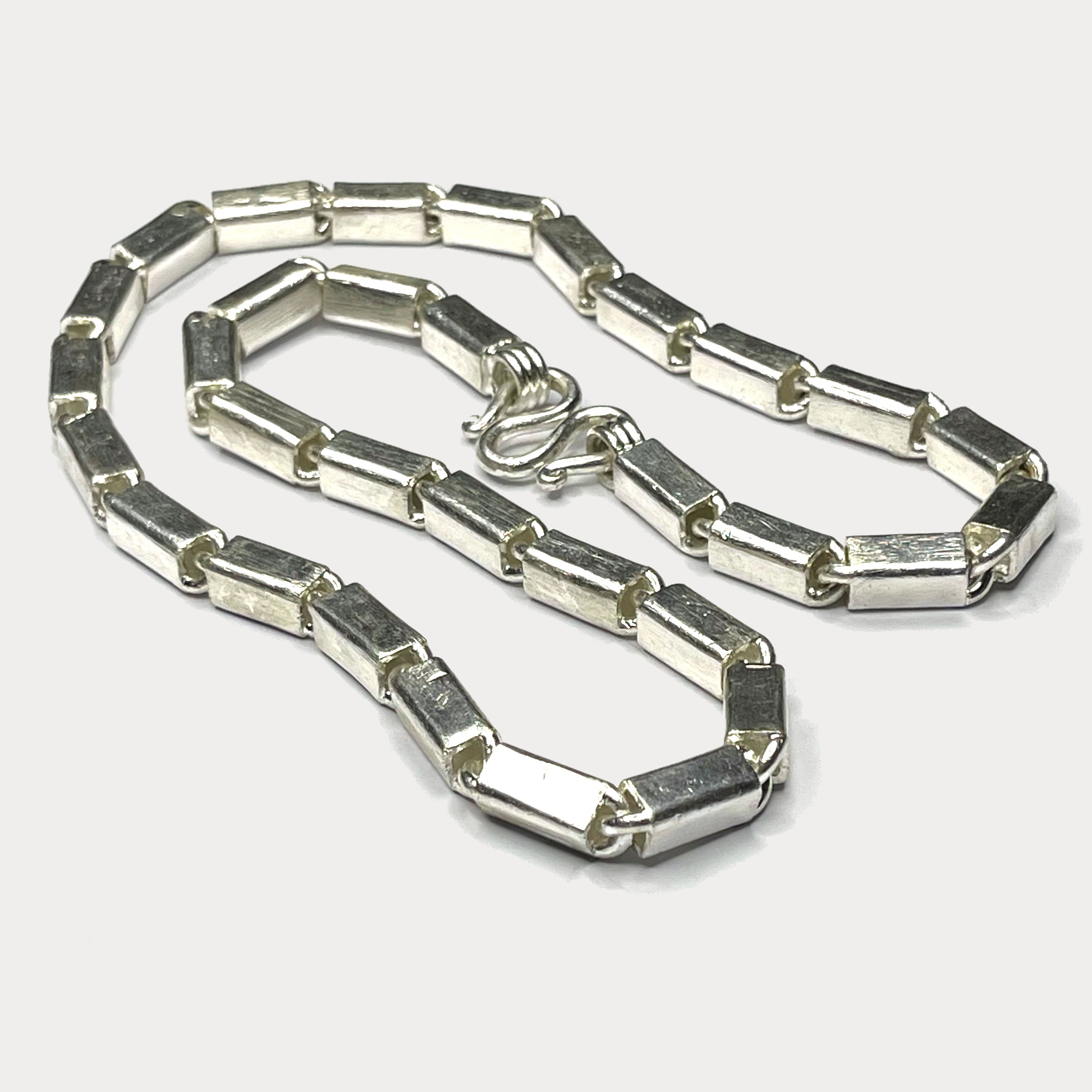 Square Baht Link 200g Necklace - Handmade 999 Pure Silver Chain