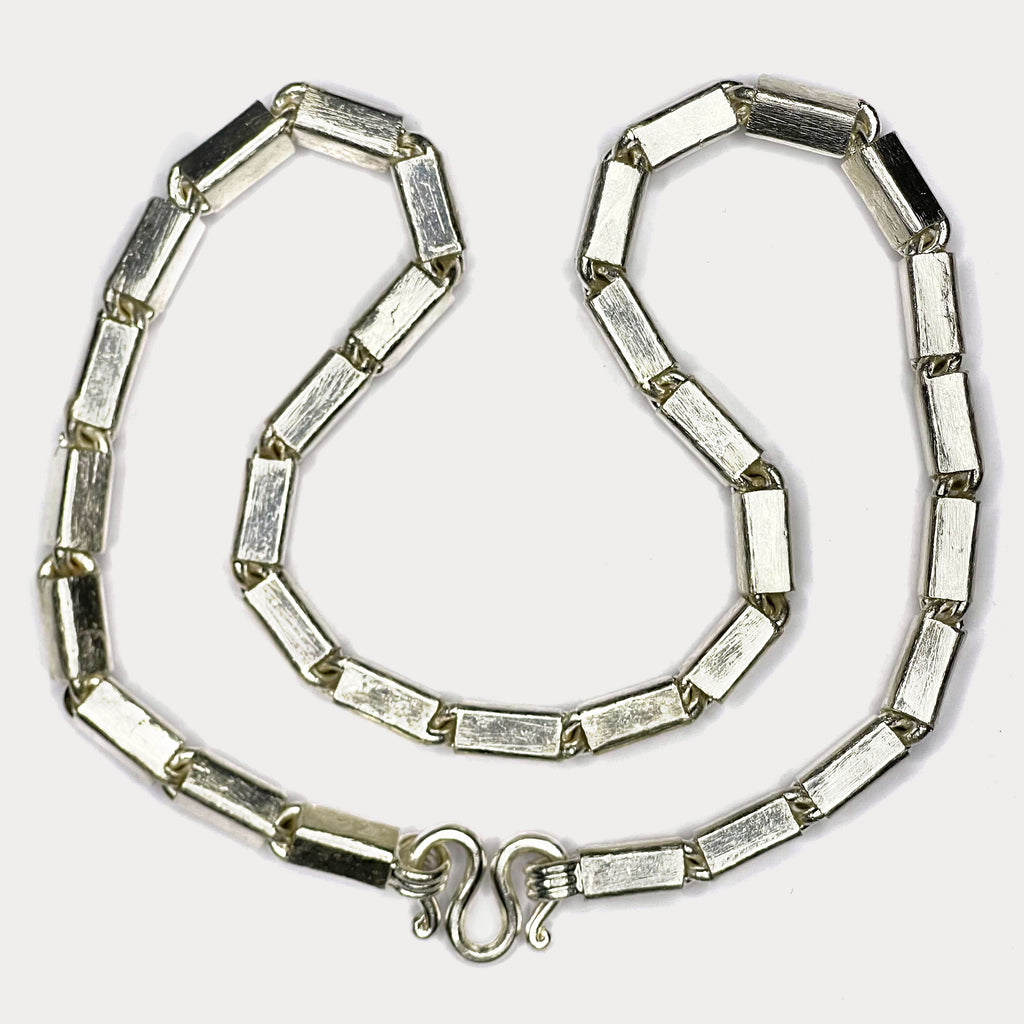 Square Baht Link 200g Necklace - Handmade 999 Pure Silver Chain