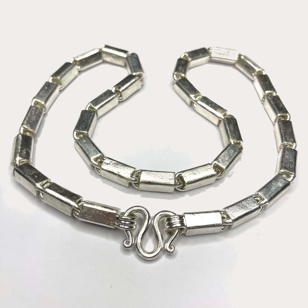 Square Baht Link 200g Necklace - Handmade 999 Pure Silver Chain
