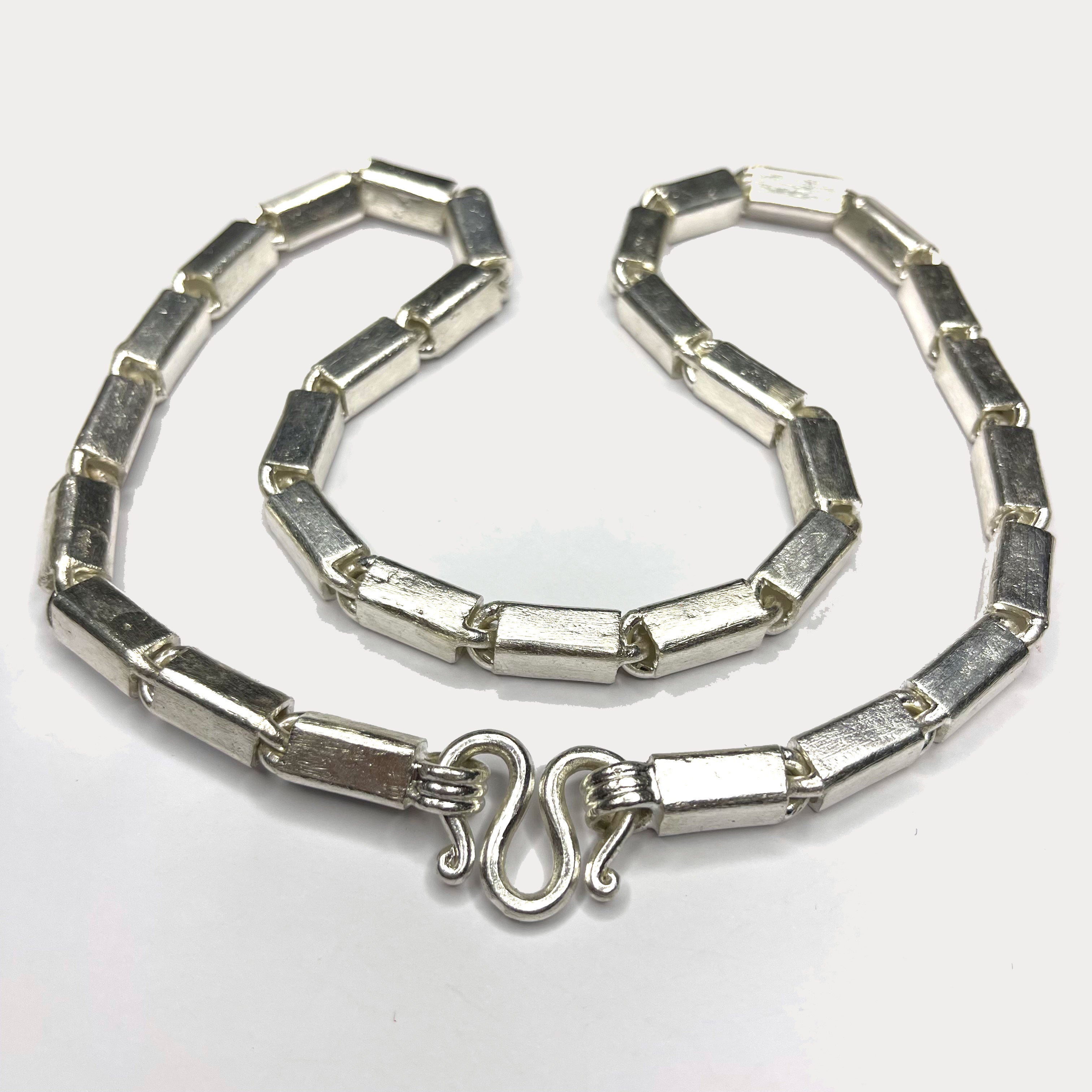 Square Baht Link 200g Necklace - Handmade 999 Pure Silver Chain
