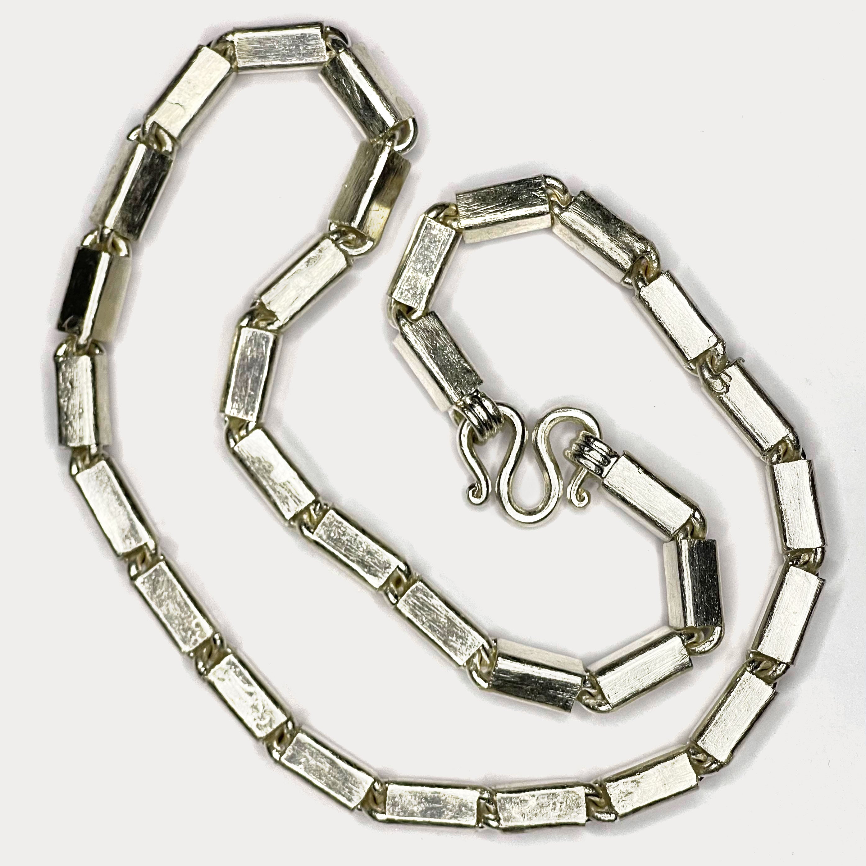 Square Baht Link 200g Necklace - Handmade 999 Pure Silver Chain