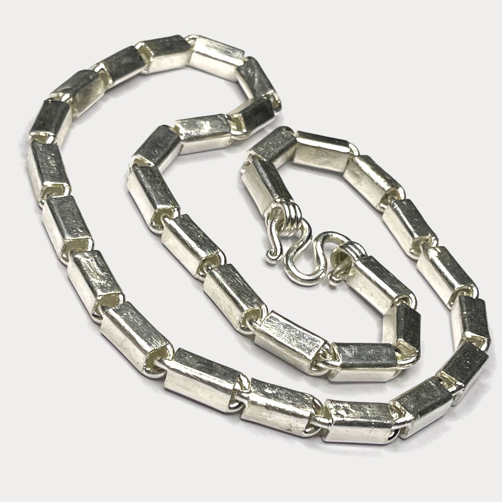 Square Baht Link 200g Necklace - Handmade 999 Pure Silver Chain
