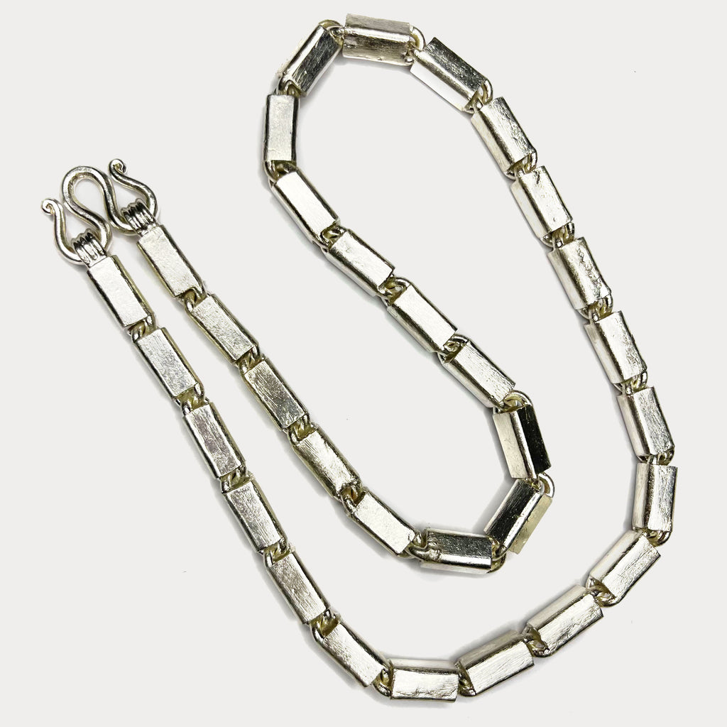Square Baht Link 200g Necklace - Handmade 999 Pure Silver Chain