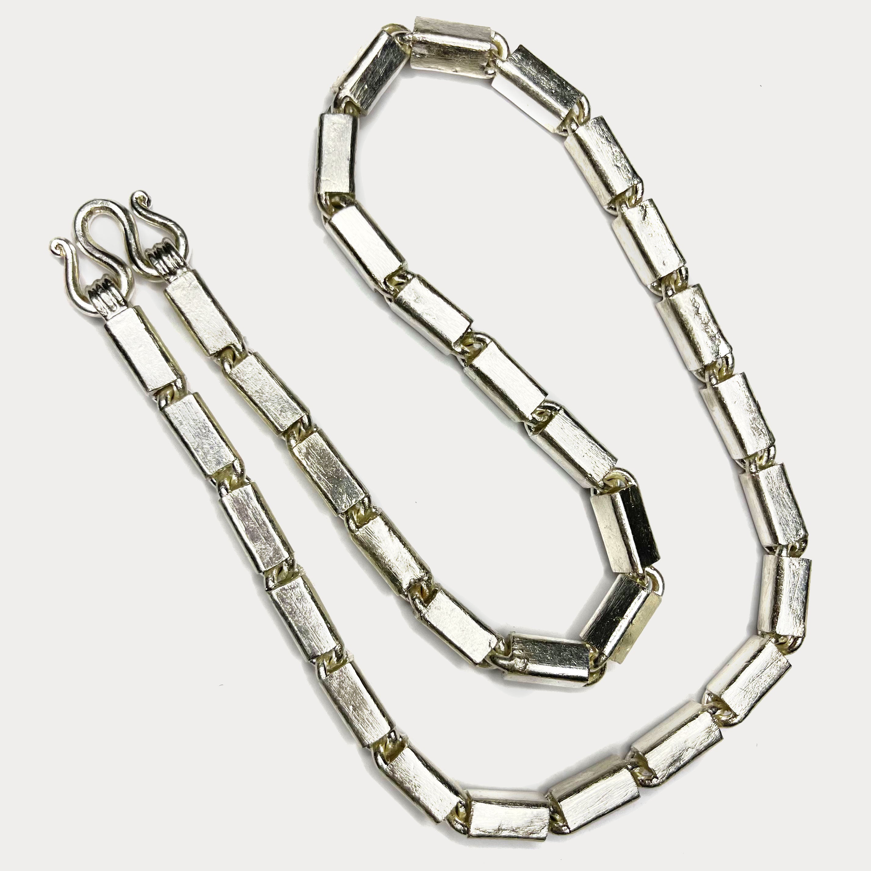 Square Baht Link 200g Necklace - Handmade 999 Pure Silver Chain