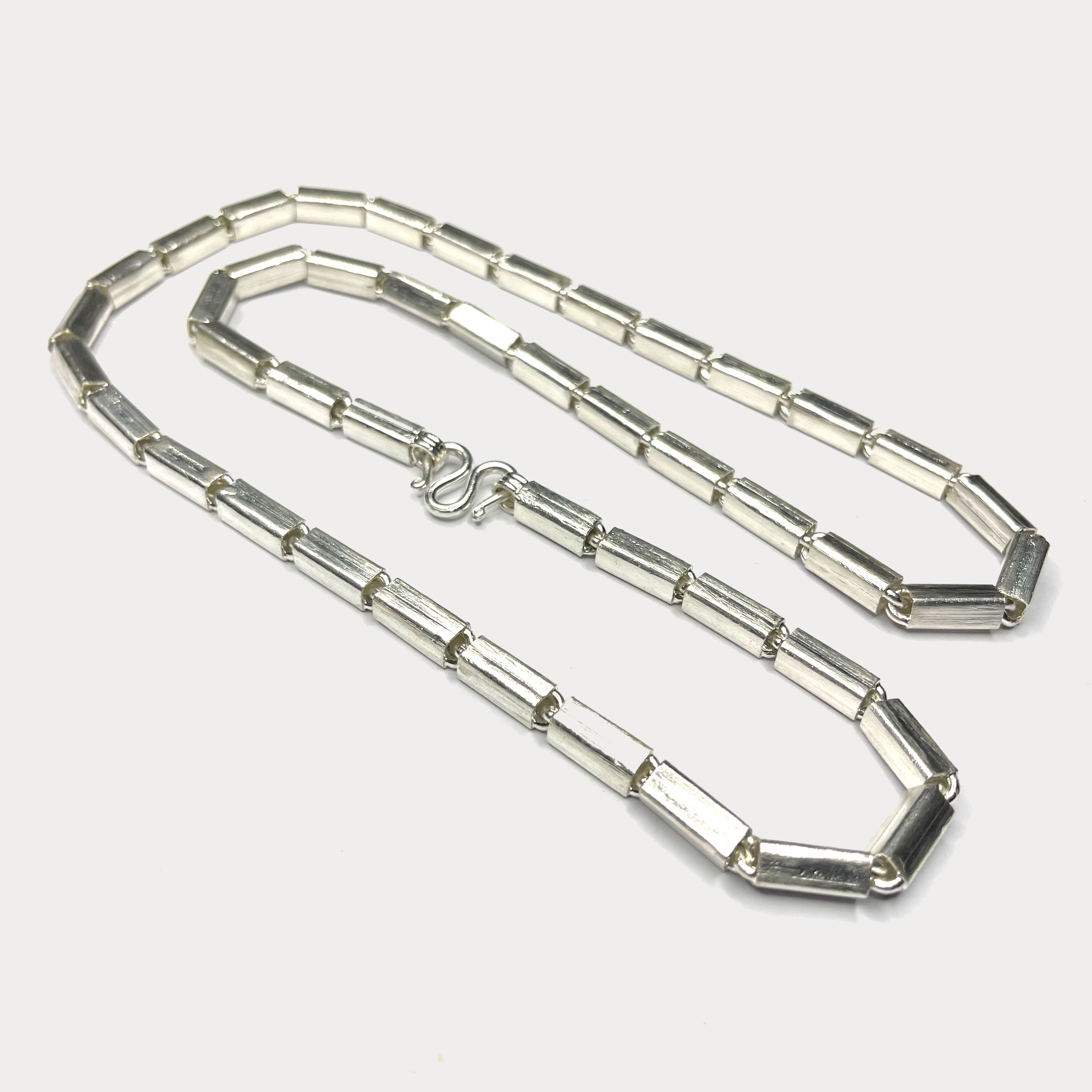 Square Baht Link 100g Necklace - Handmade 999 Pure Silver Chain