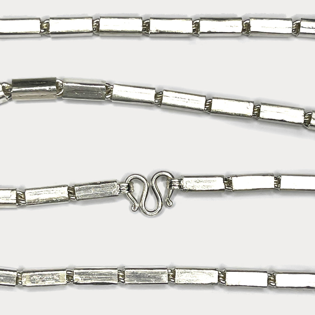 Square Baht Link 100g Necklace - Handmade 999 Pure Silver Chain