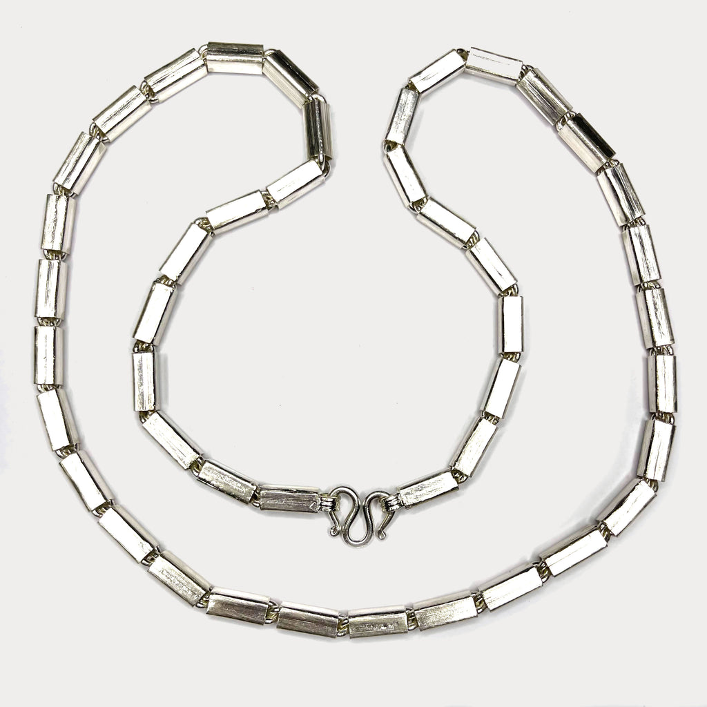 Square Baht Link 100g Necklace - Handmade 999 Pure Silver Chain
