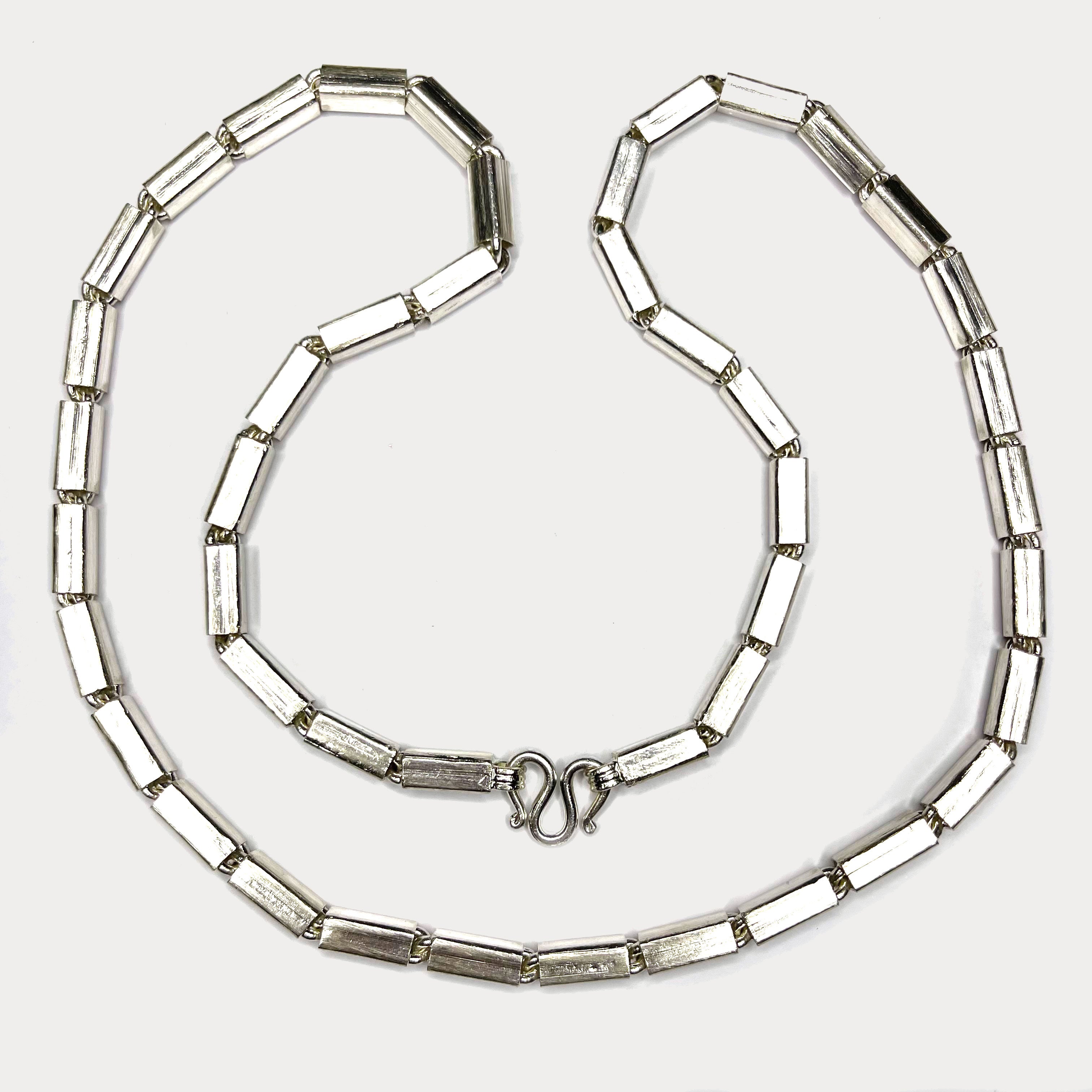 Square Baht Link 100g Necklace - Handmade 999 Pure Silver Chain