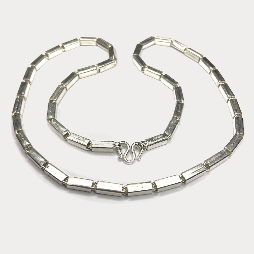 Square Baht Link 100g Necklace - Handmade 999 Pure Silver Chain