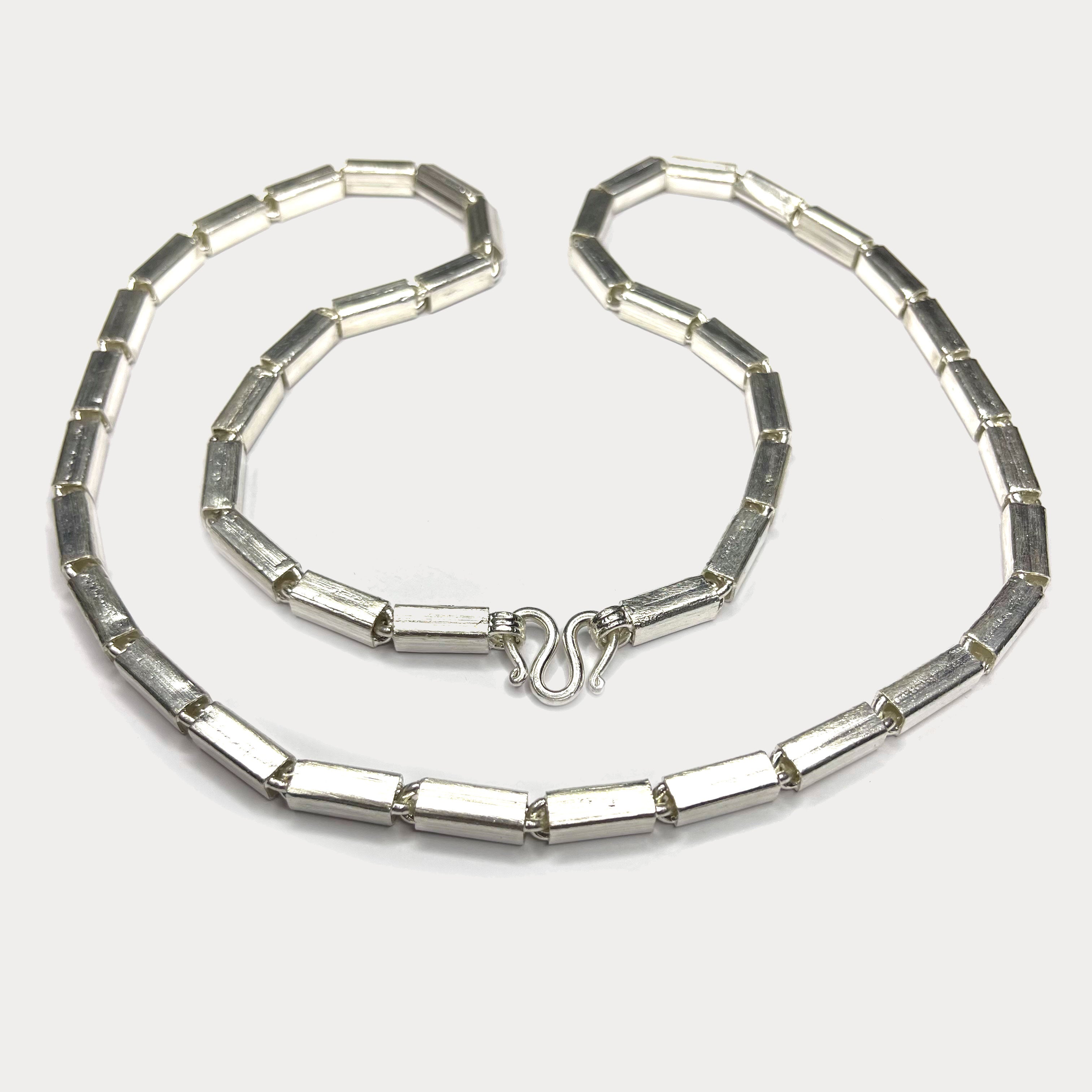 Square Baht Link 100g Necklace - Handmade 999 Pure Silver Chain