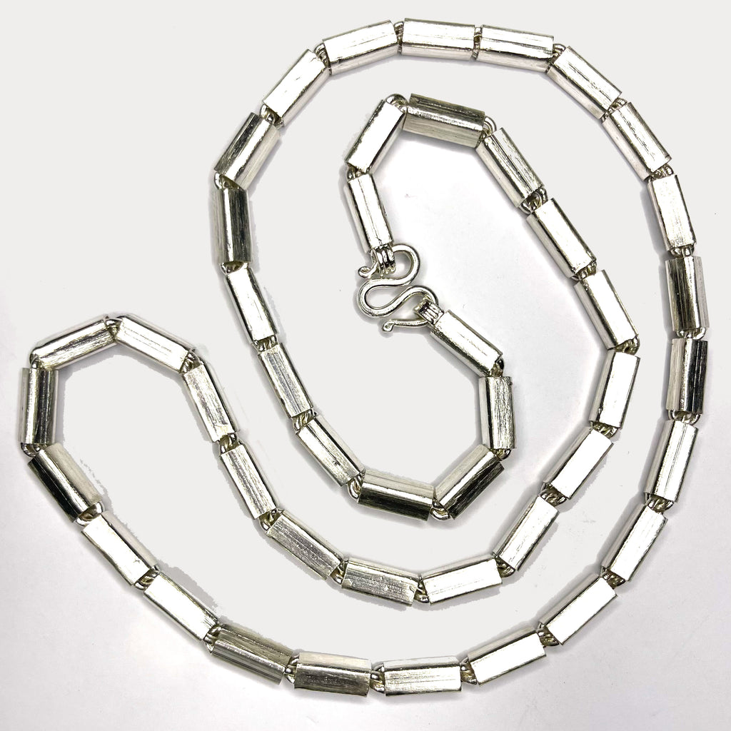 Square Baht Link 100g Necklace - Handmade 999 Pure Silver Chain