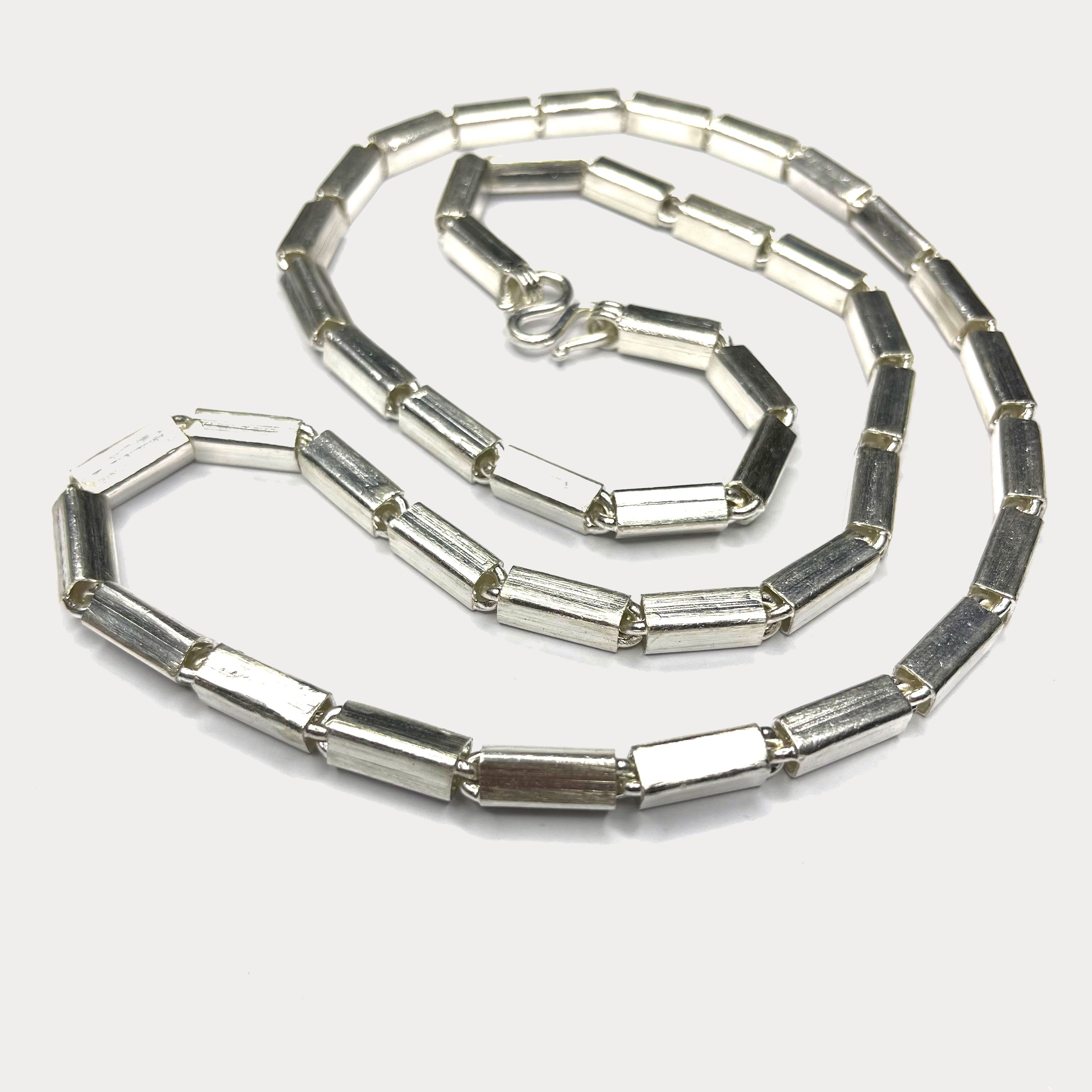 Square Baht Link 100g Necklace - Handmade 999 Pure Silver Chain