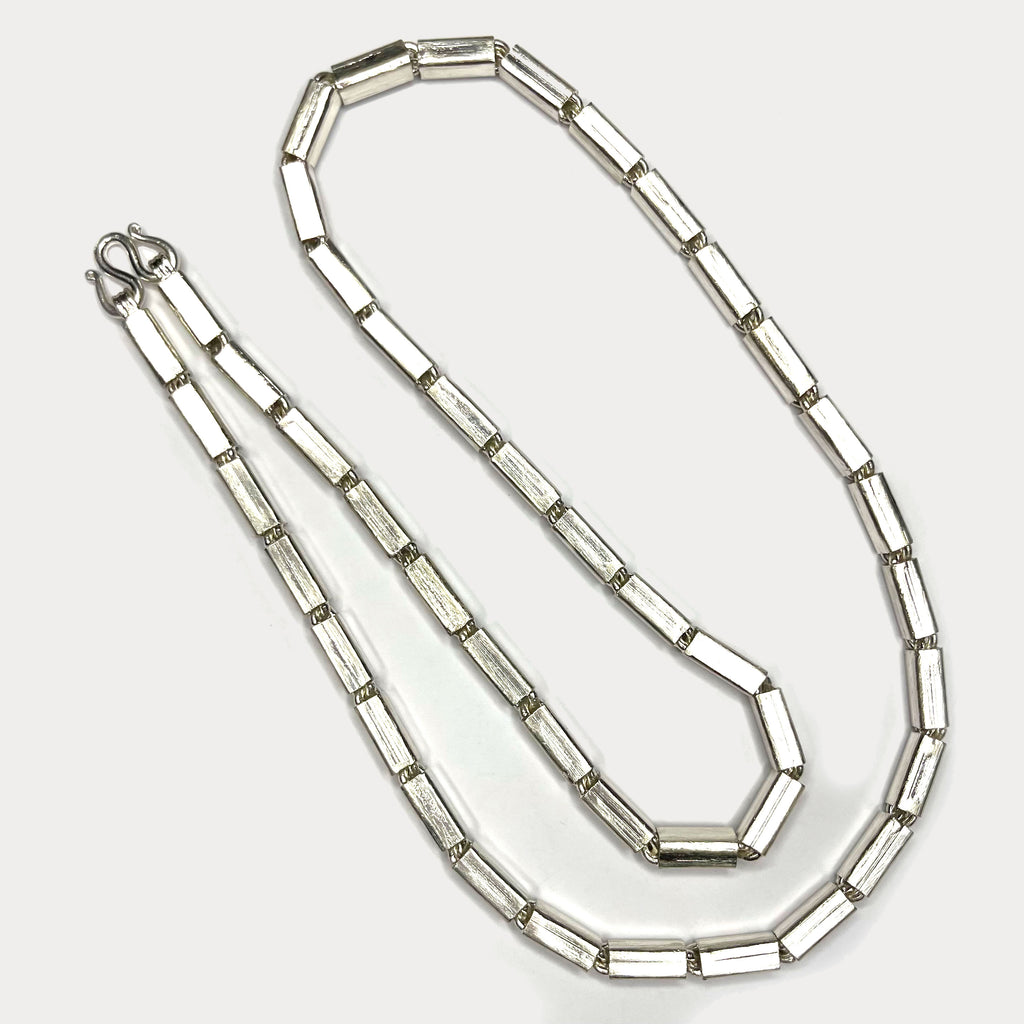 Square Baht Link 100g Necklace - Handmade 999 Pure Silver Chain