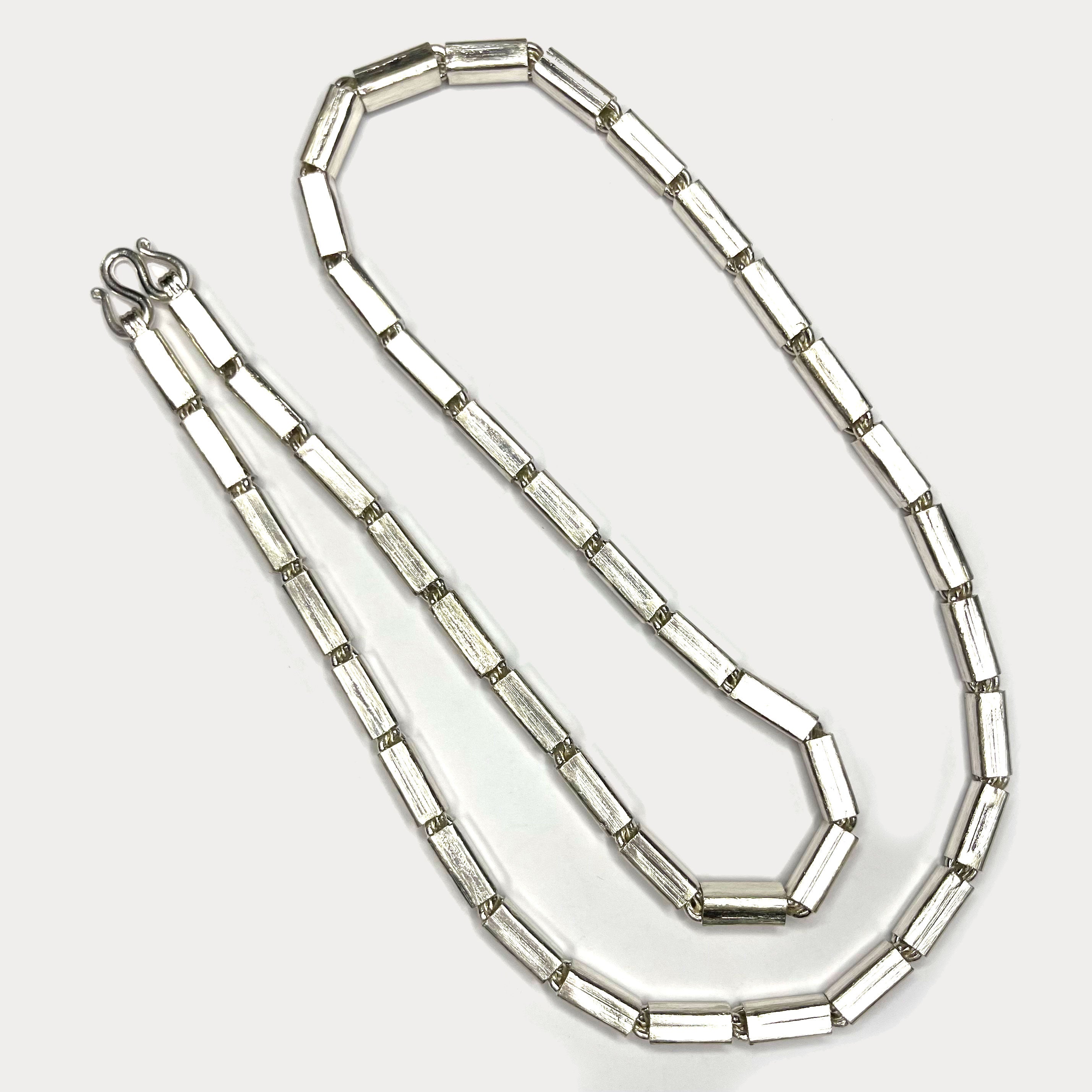 Square Baht Link 100g Necklace - Handmade 999 Pure Silver Chain