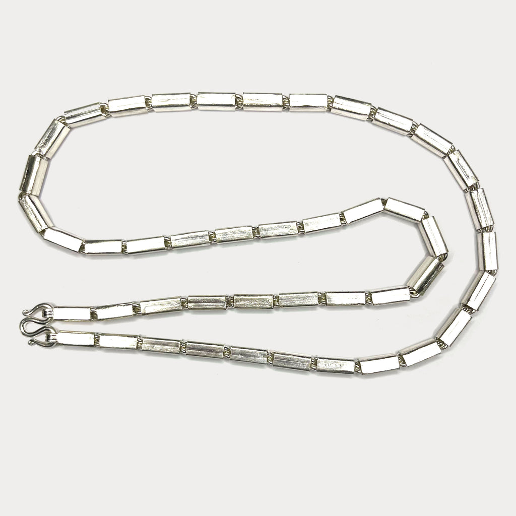 Square Baht Link 100g Necklace - Handmade 999 Pure Silver Chain