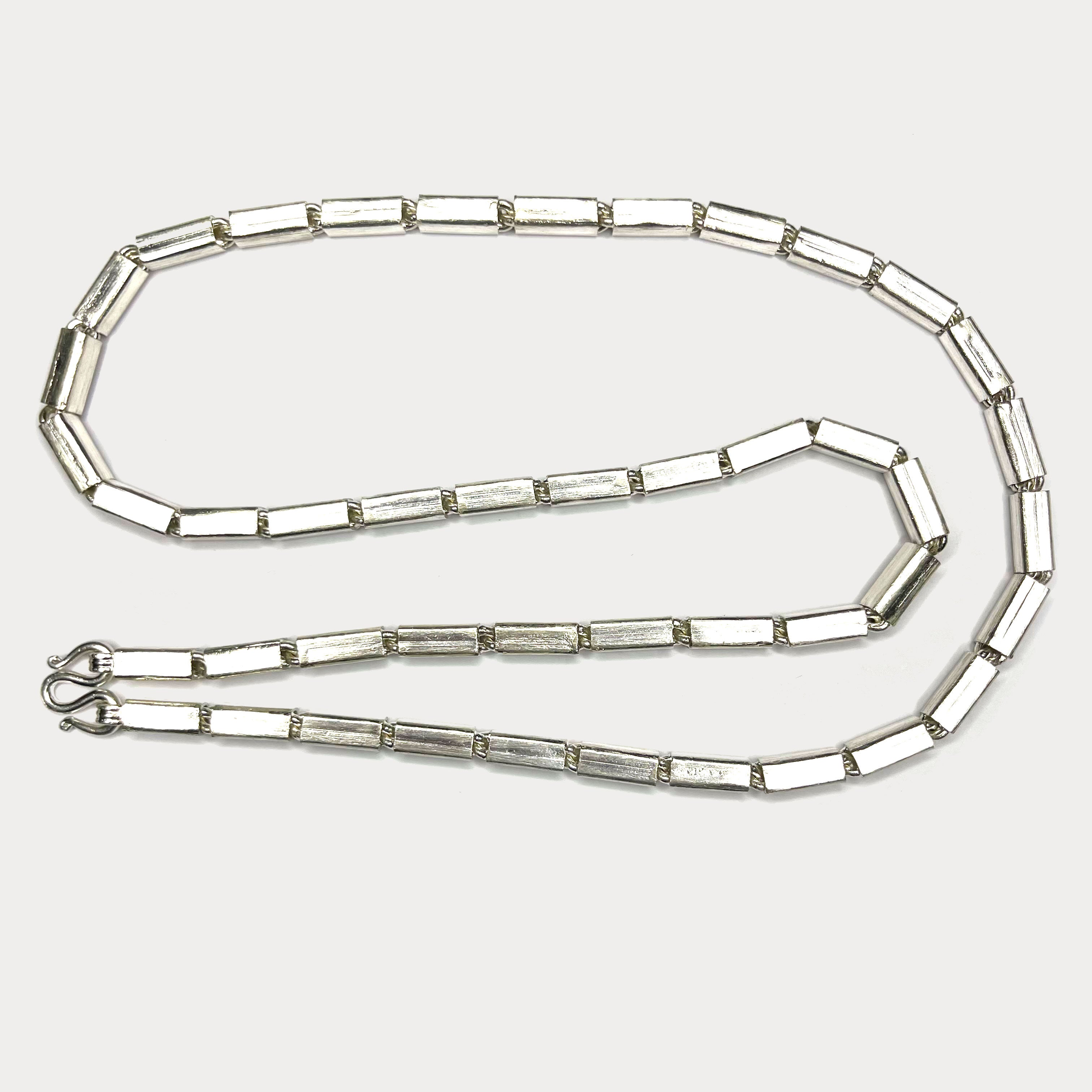 Square Baht Link 100g Necklace - Handmade 999 Pure Silver Chain