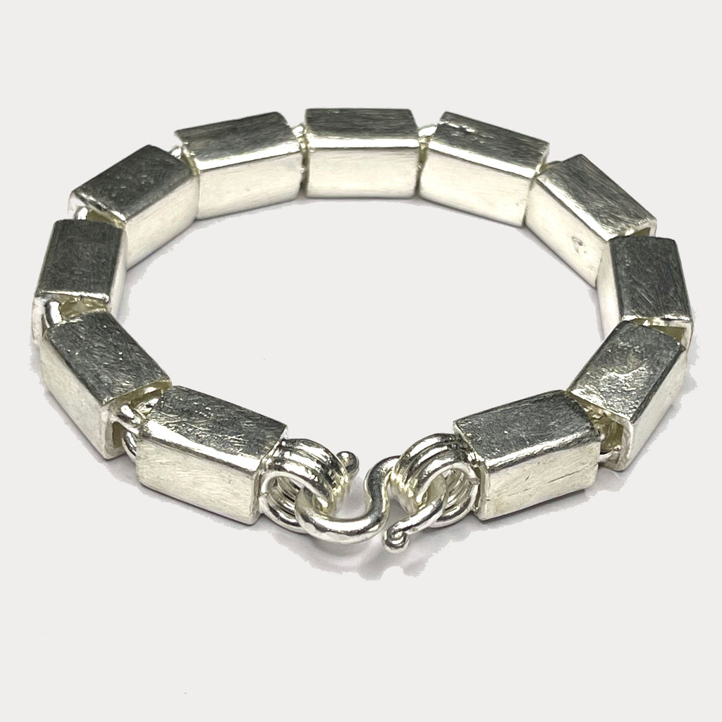 Square Baht Link 100g Bracelet - Handmade 999 Pure Silver Chain