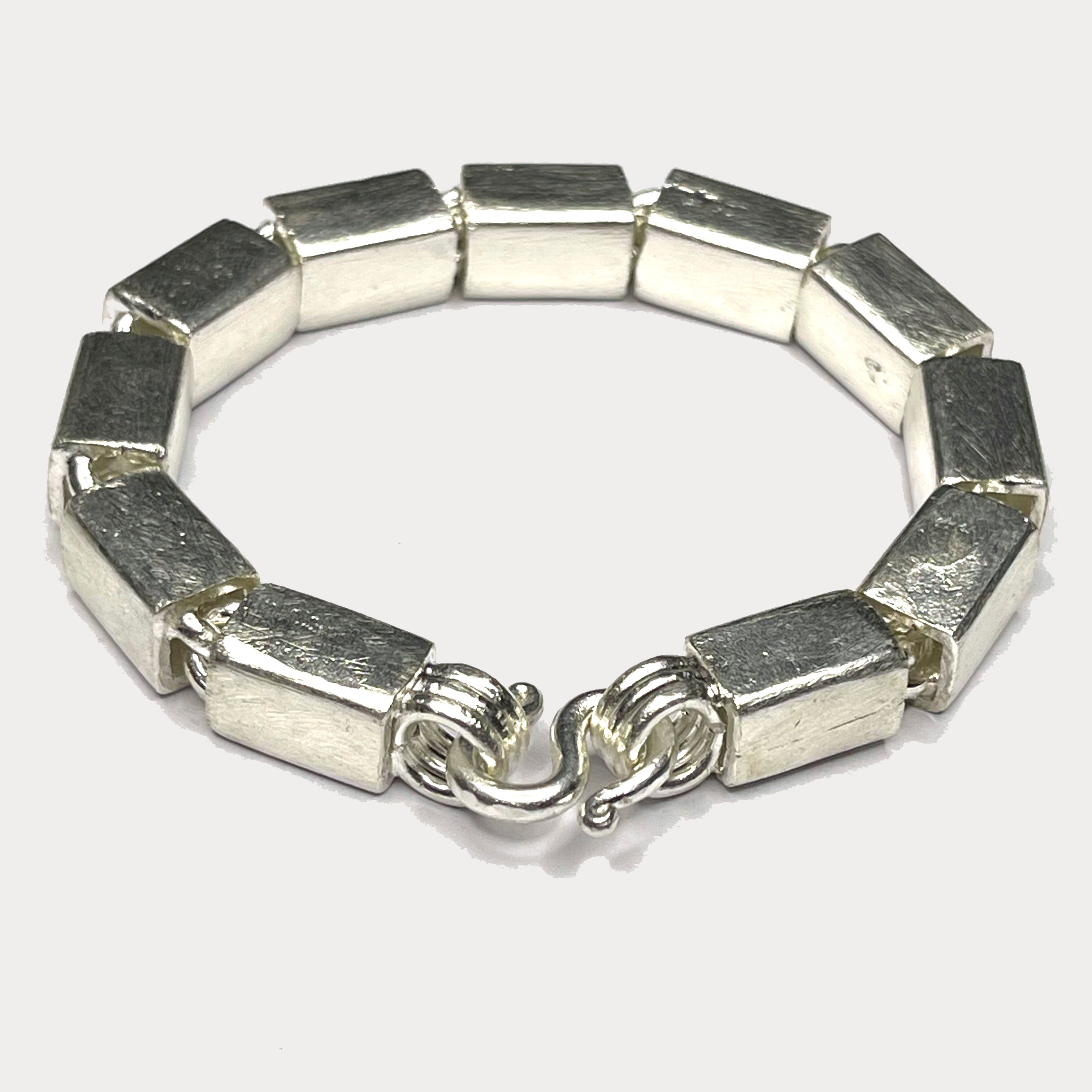 Square Baht Link 100g Bracelet - Handmade 999 Pure Silver Chain