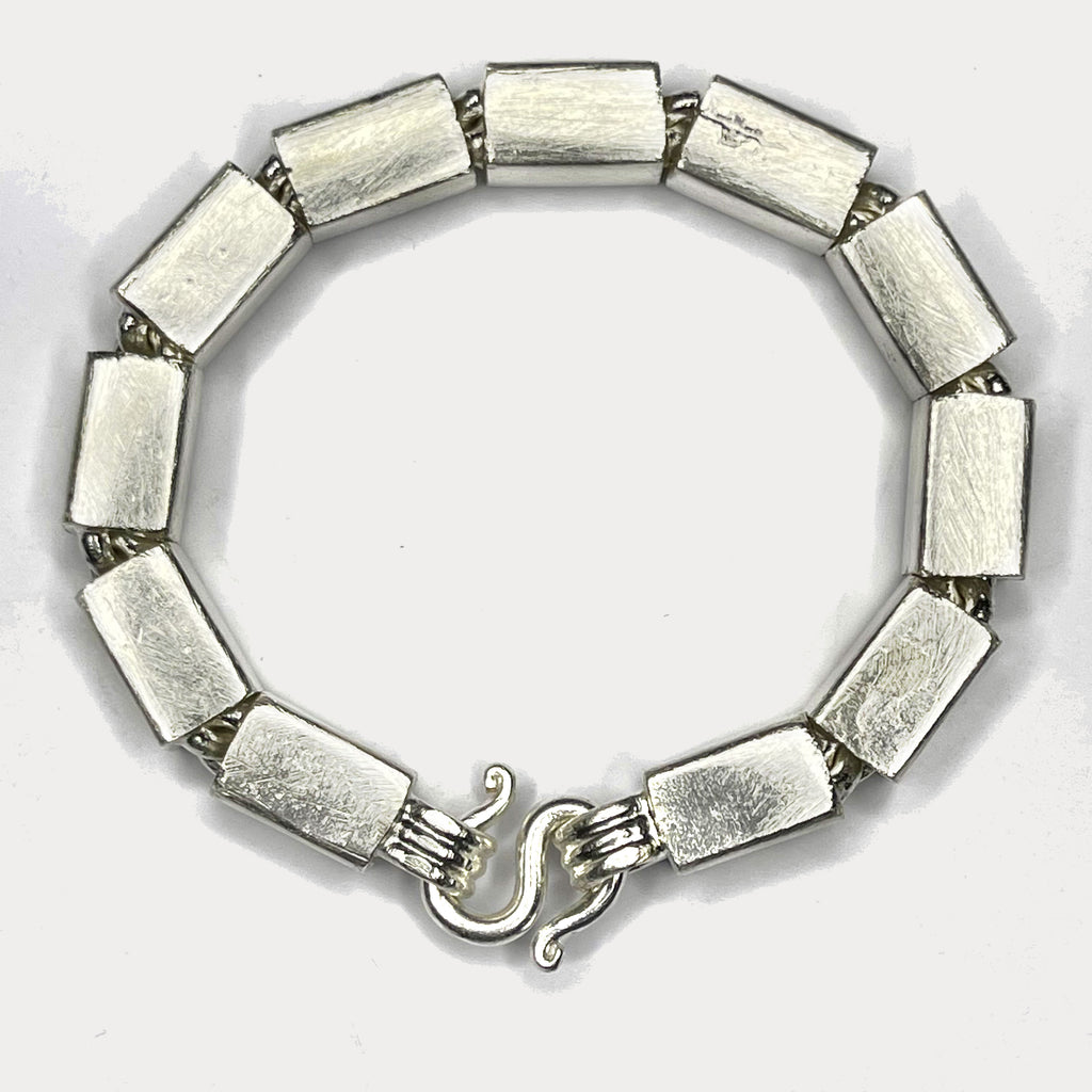 Square Baht Link 100g Bracelet - Handmade 999 Pure Silver Chain