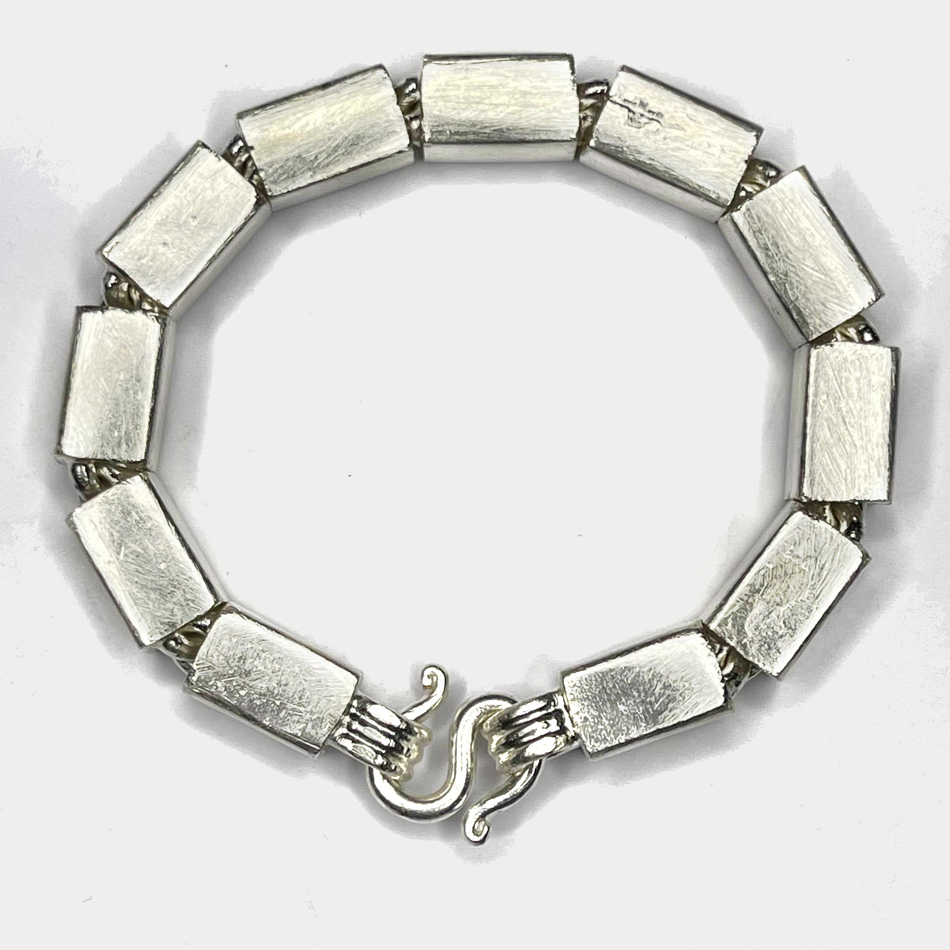 Square Baht Link 100g Bracelet - Handmade 999 Pure Silver Chain