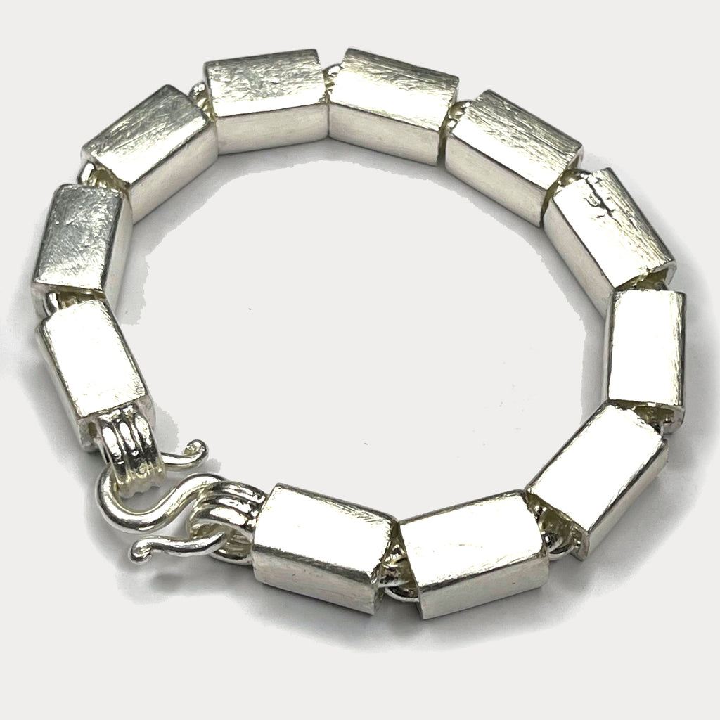 Square Baht Link 100g Bracelet - Handmade 999 Pure Silver Chain