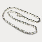 Square Baht Link 200g Necklace Diamond Cut - Handmade 999 Pure Silver Chain