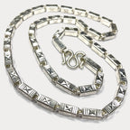 Square Baht Link 200g Necklace Diamond Cut - Handmade 999 Pure Silver Chain