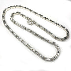 Square Baht Link 100g Necklace Diamond Cut - Handmade 999 Pure Silver Chain