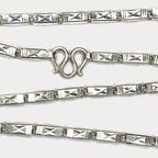 Square Baht Link 100g Necklace Diamond Cut - Handmade 999 Pure Silver Chain