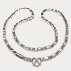 Square Baht Link 100g Necklace Diamond Cut - Handmade 999 Pure Silver Chain