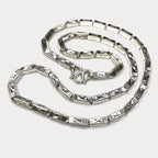 Square Baht Link 100g Necklace Diamond Cut - Handmade 999 Pure Silver Chain