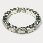Square Baht Link 100g Bracelet Diamond Cut - Handmade 999 Pure Silver Chain