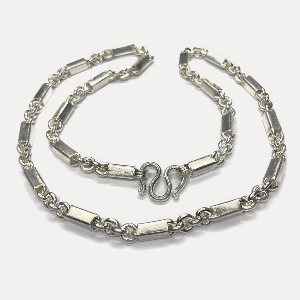 999 Pure Heavy Silver Sugarcane Curb Chain Necklace - 200g - 31inch