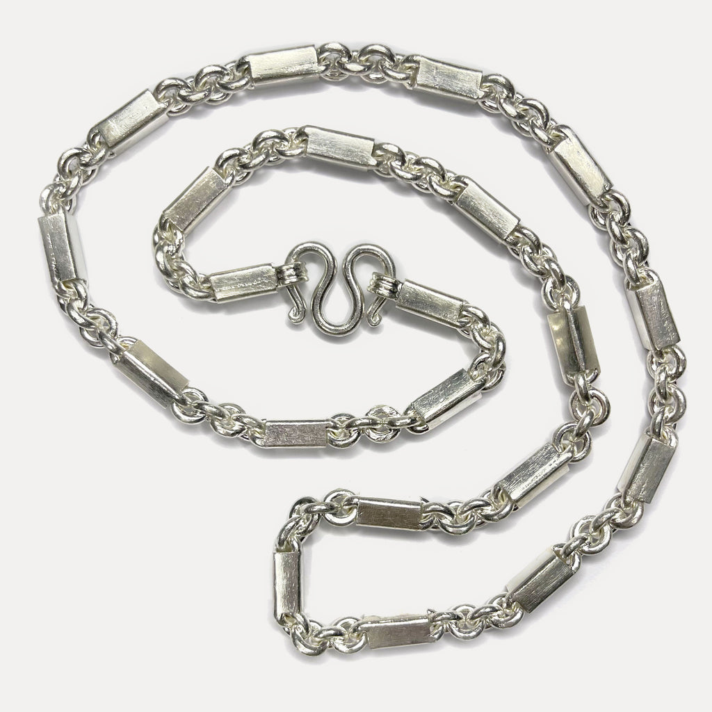 999 Pure Heavy Silver Sugarcane Curb Chain Necklace - 200g - 31inch