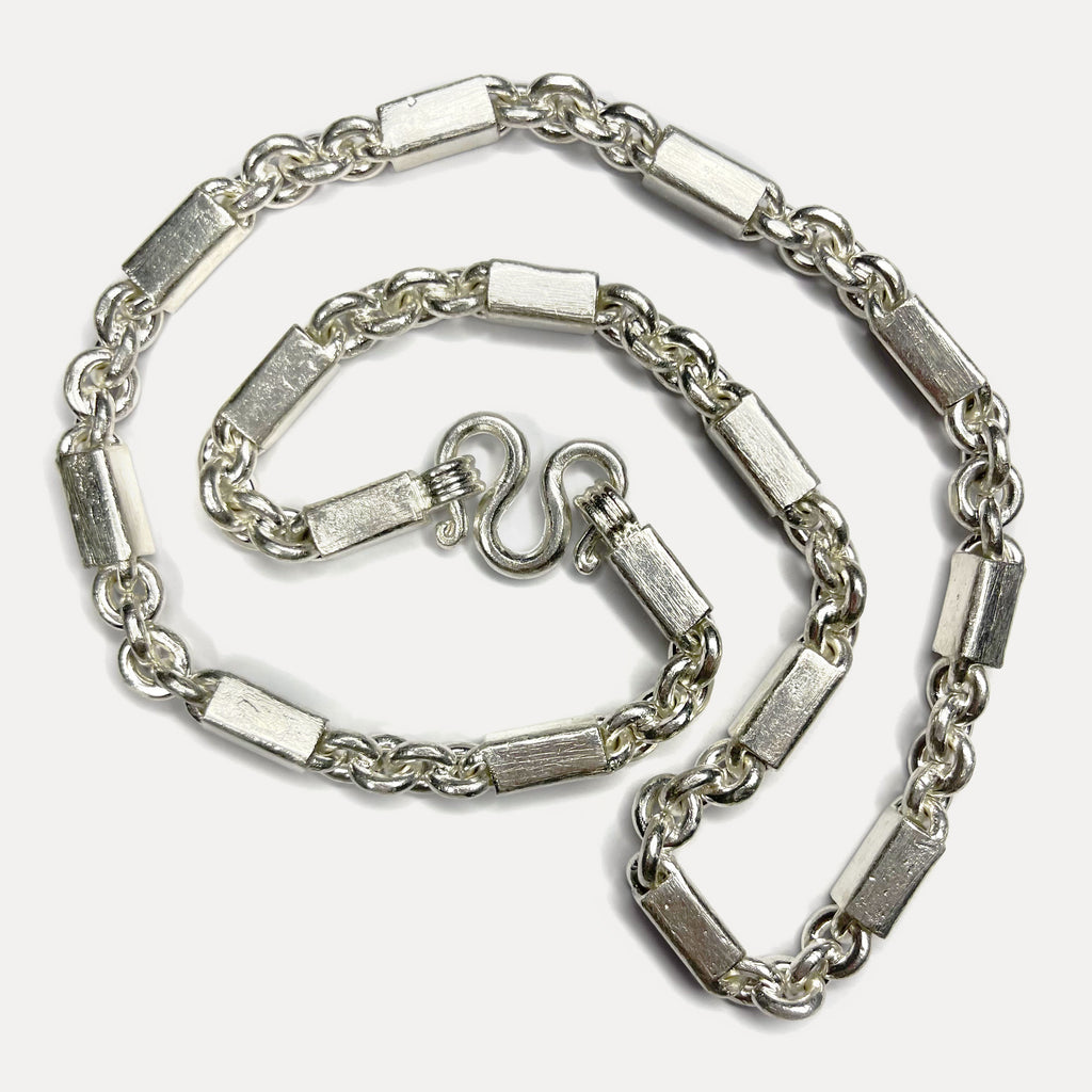 999 Pure Heavy Silver Sugarcane Curb Chain Necklace - 200g - 24"