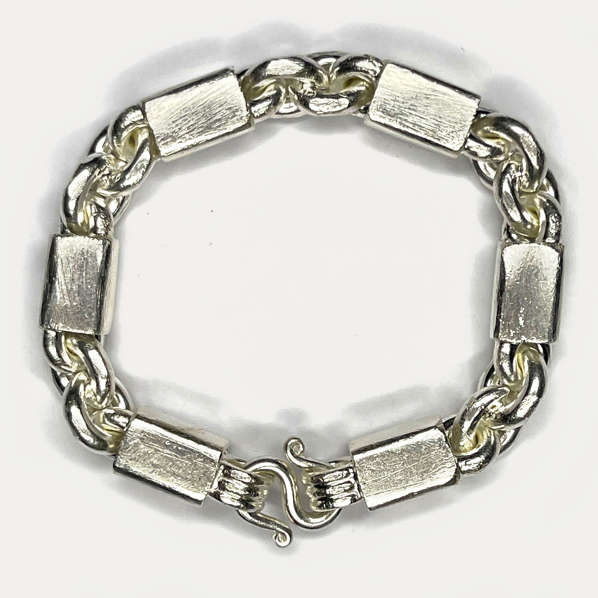 999 Pure Silver Heavy Figaro Bar Curb Bracelet - 100g