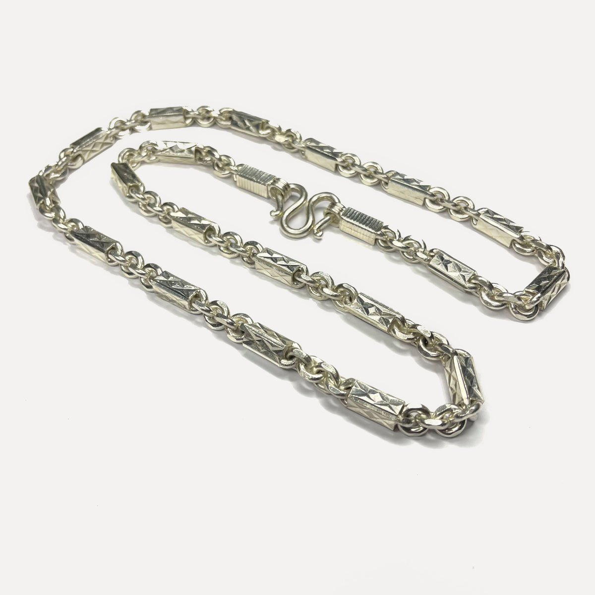 999 Pure Silver Heavy Sugarcane Diamond Cut Curb Chain Necklace - 200g - 31inch