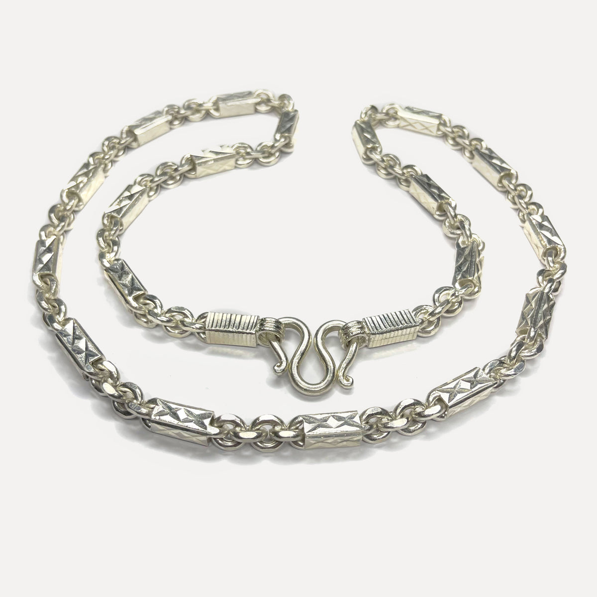 999 Pure Silver Heavy Sugarcane Diamond Cut Curb Chain Necklace - 200g - 31inch