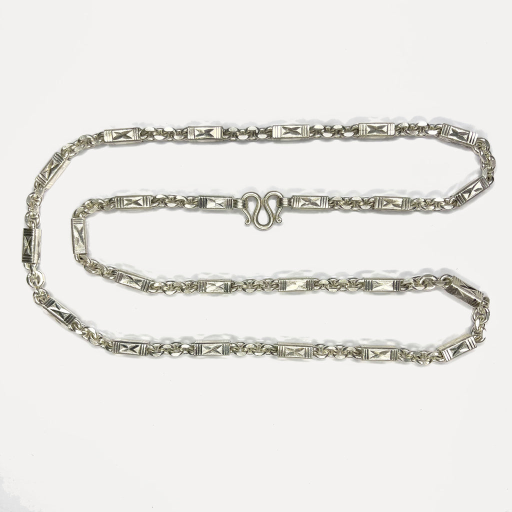 999 Pure Silver Sugarcane Diamond Cut Curb Chain Necklace - 100g - 31inch